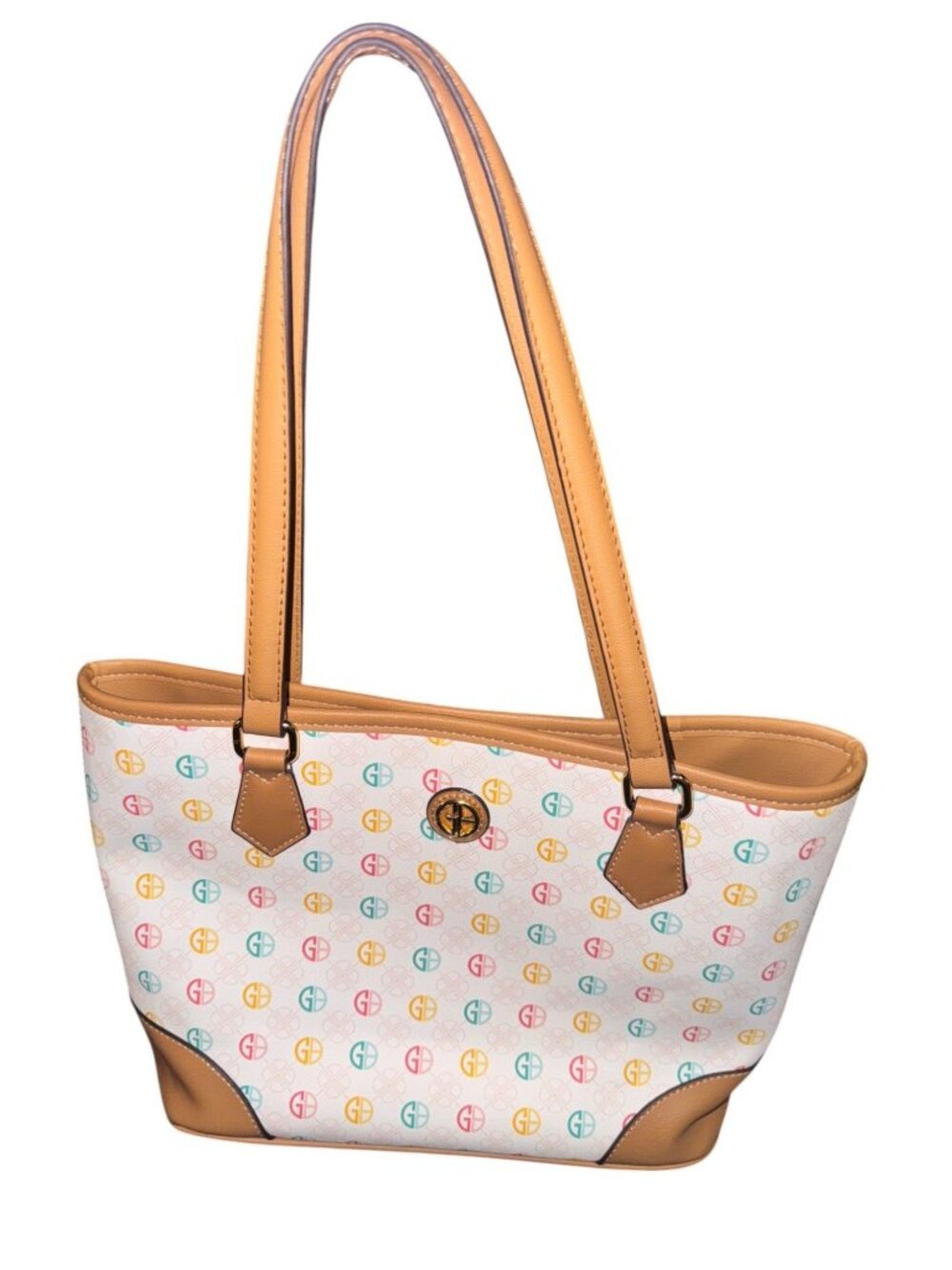 Giani Bernini Multicolor Logo Shoulder Bag Leather Trim & Handles Organizer - Picture 2 of 10